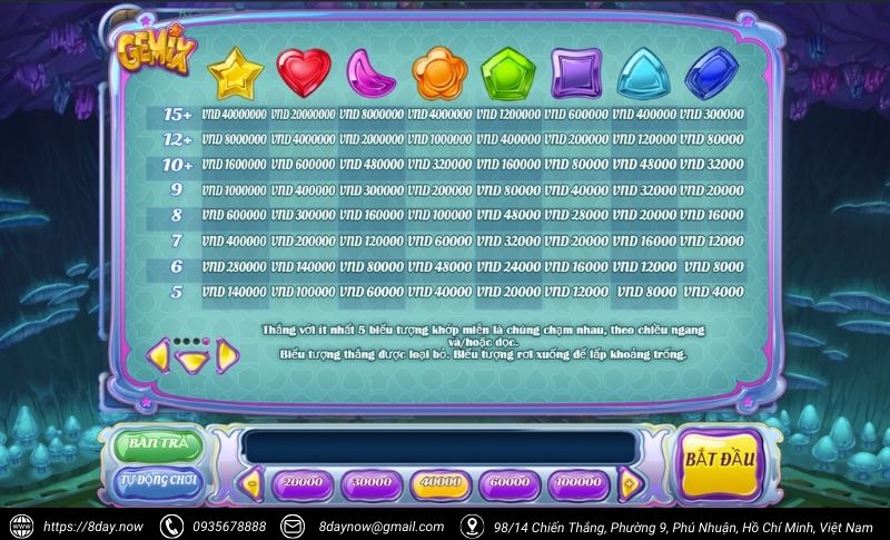 Gemix 8Day – Game slot pha lê huyền bí, thưởng cực khủng 6 Giao dien game Gemix 8Day - Hinh 5
