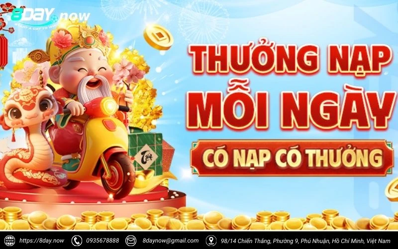 Khuyến mãi "Thưởng Nạp Mỗi Ngày - Có Nạp Có Thưởng" tại 8DAY 4 khuyen mai thuong nap moi ngay tai 8day