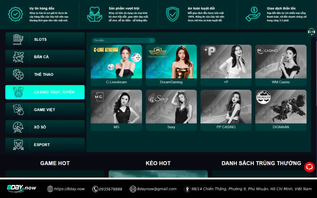 8Day - Trang chủ 91 Giao dien sanh Casino Truc Tuyen 8 DAY
