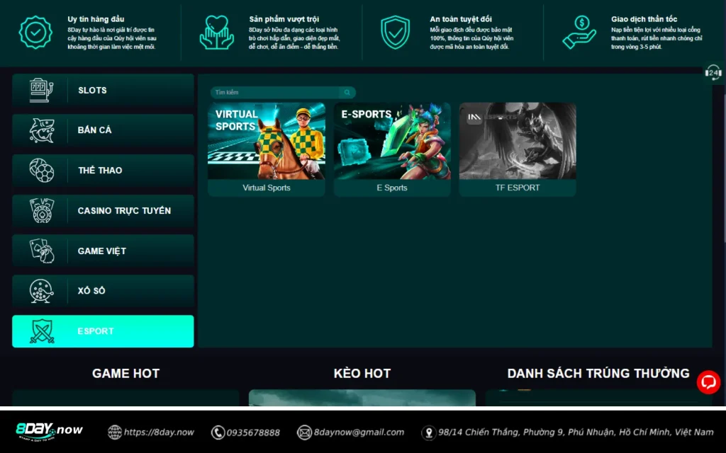 8Day - Trang chủ 103 Giao dien sanh Esport 8 DAY